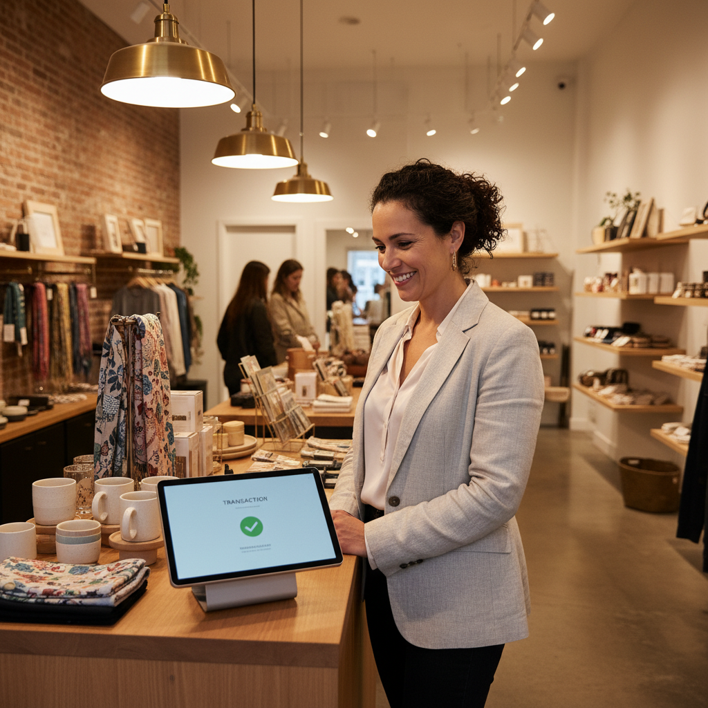 Business owner using a point of sale system