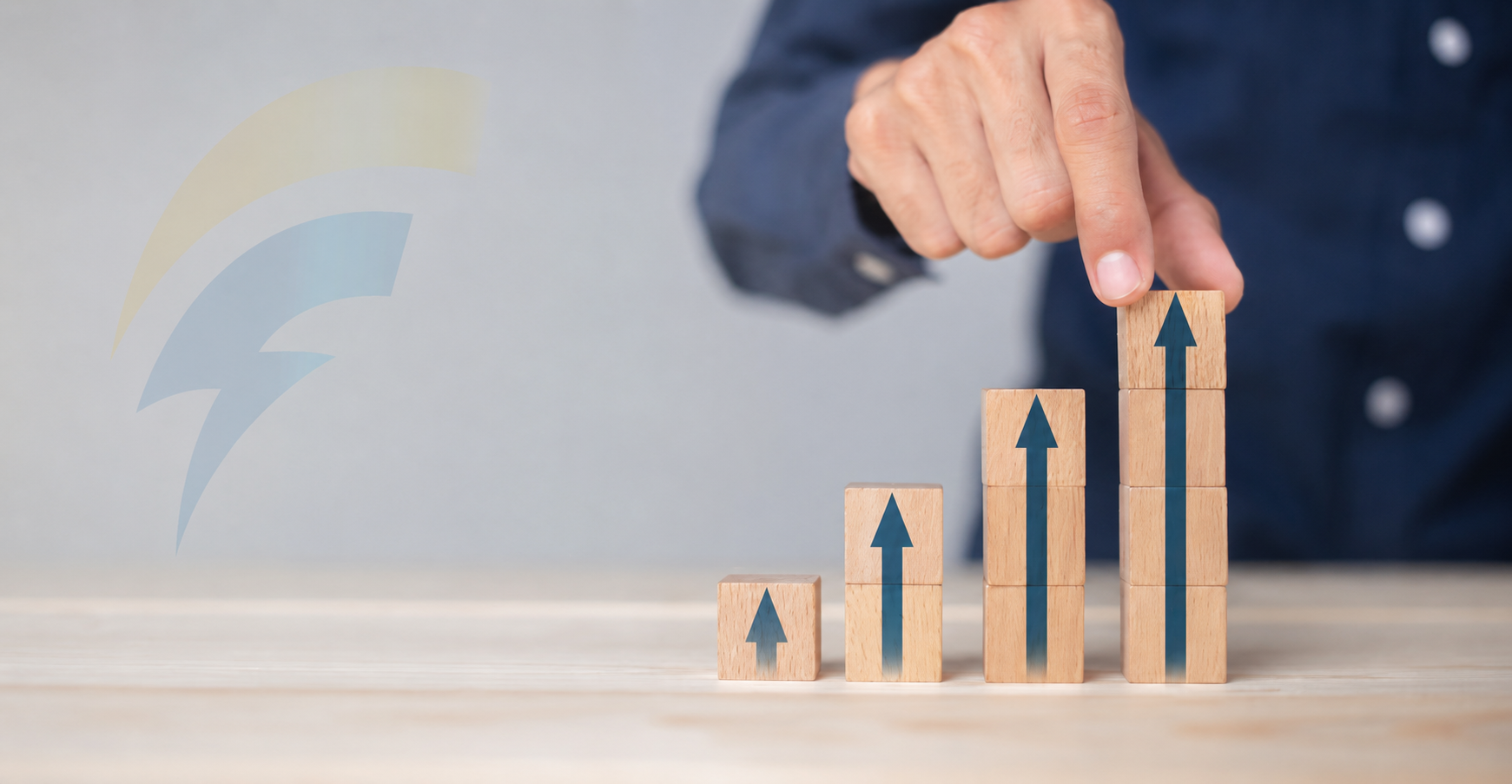 Business growth blocks rising beneath a Funderial brand mark