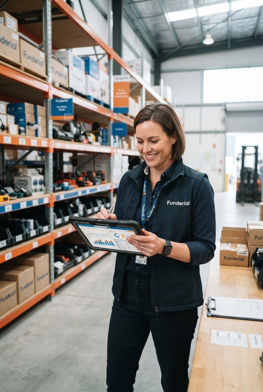 Business owner managing inventory