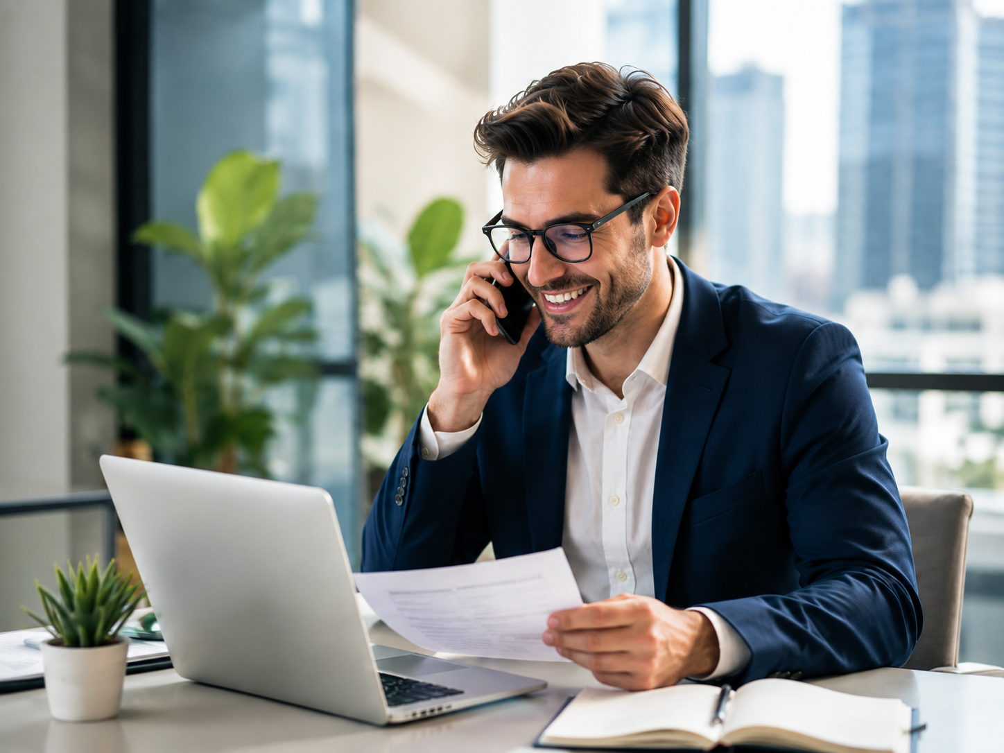 Business funding partner speaking on the phone